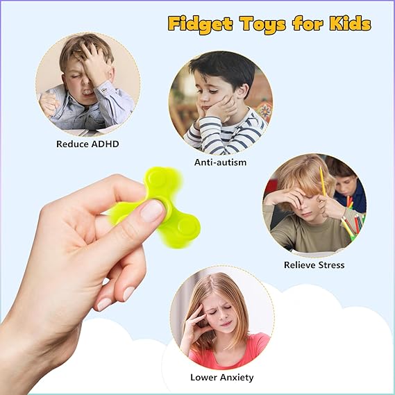 Sassia Makorobi 60 - Pack Mini Fidget Spinner Toys – Stress Relief Sensory Toys for Kids & Teens | Perfect for Birthday Gifts, Party Bag Fillers, Classroom Prizes, Easter Egg Hunt & Carnival Treasure Box | Durable, Compact Design for Endless Fun - Fidget Spinner - British D'sire