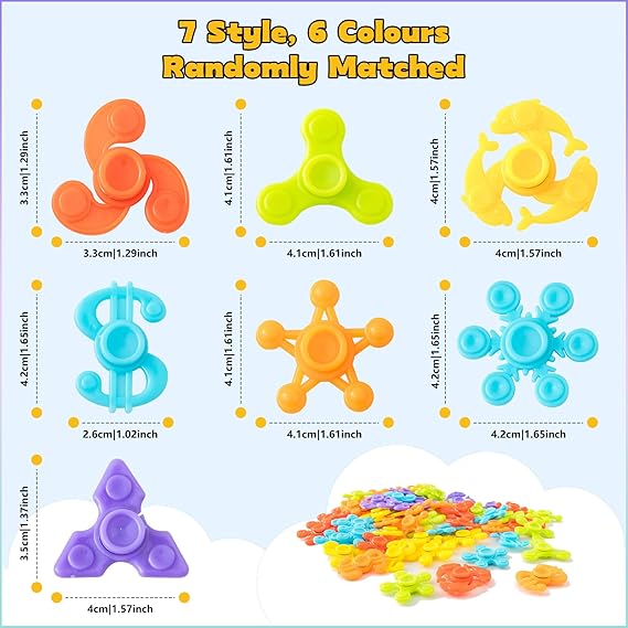 Sassia Makorobi 60 - Pack Mini Fidget Spinner Toys – Stress Relief Sensory Toys for Kids & Teens | Perfect for Birthday Gifts, Party Bag Fillers, Classroom Prizes, Easter Egg Hunt & Carnival Treasure Box | Durable, Compact Design for Endless Fun - Fidget Spinner - British D'sire