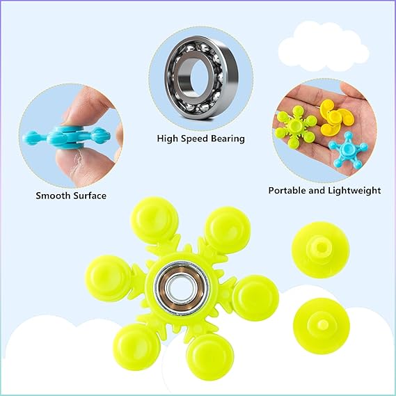 Sassia Makorobi 60 - Pack Mini Fidget Spinner Toys – Stress Relief Sensory Toys for Kids & Teens | Perfect for Birthday Gifts, Party Bag Fillers, Classroom Prizes, Easter Egg Hunt & Carnival Treasure Box | Durable, Compact Design for Endless Fun - Fidget Spinner - British D'sire