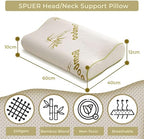 Sassia Maqash Bamboo Memory Foam Pillow Orthopedic | Large 40x60cm Contour Cervical Pillow for Neck & Shoulder Pain Relief | Best for Side Sleepers | Ergonomic Design with Bamboo Cover for Comfort & Support - Orthopaedic Pillow - British D'sire