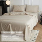 Sassia Simple&Opulence Double Flat Sheet – 228 x 255 cm Linen/Cotton Blend | 55% Linen 45% Cotton Luxury Cool Bed Sheet | Super Soft, Easy Care Flat Top Sheet for Comfortable Sleep | Lightweight, Durable, and Stylish in Beige - Bedsheet - British D'sire