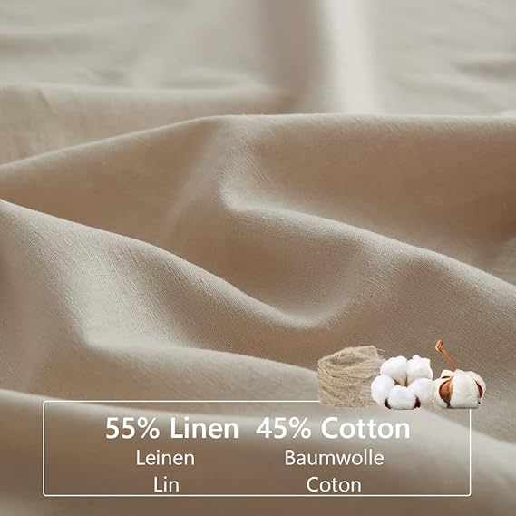 Sassia Simple&Opulence Double Flat Sheet – 228 x 255 cm Linen/Cotton Blend | 55% Linen 45% Cotton Luxury Cool Bed Sheet | Super Soft, Easy Care Flat Top Sheet for Comfortable Sleep | Lightweight, Durable, and Stylish in Beige - Bedsheet - British D'sire