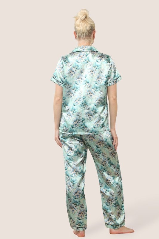 Satin Floral Pyjama Set – Luxury Comfort for a Dreamy Night’s Sleep - Loungewear pjs - British D'sire