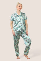 Satin Floral Pyjama Set – Luxury Comfort for a Dreamy Night’s Sleep - Loungewear pjs - British D'sire