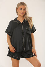 Satin Pyjama Set with Shorts – Women’s Loungewear - Loungewear pjs - British D'sire