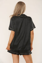Satin Pyjama Set with Shorts – Women’s Loungewear - Loungewear pjs - British D'sire