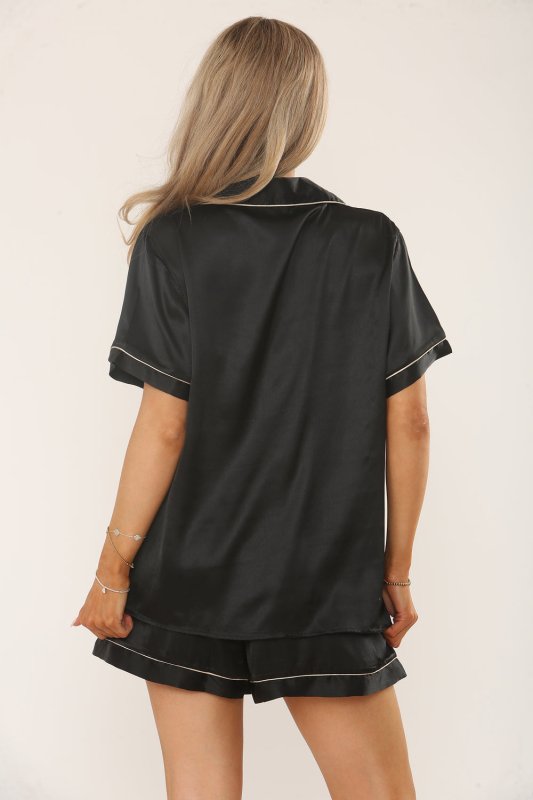 Satin Pyjama Set with Shorts – Women’s Loungewear - Loungewear pjs - British D'sire