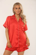 Satin Pyjama Set with Shorts – Women’s Loungewear - Loungewear pjs - British D'sire