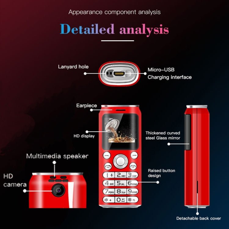 Satrend K8 Mini Mobile Phone, 1.0 inch, Hands Free Bluetooth Dialer Headphone, MP3 Music, Dual SIM, Network: 2G(Red) - British D'sire