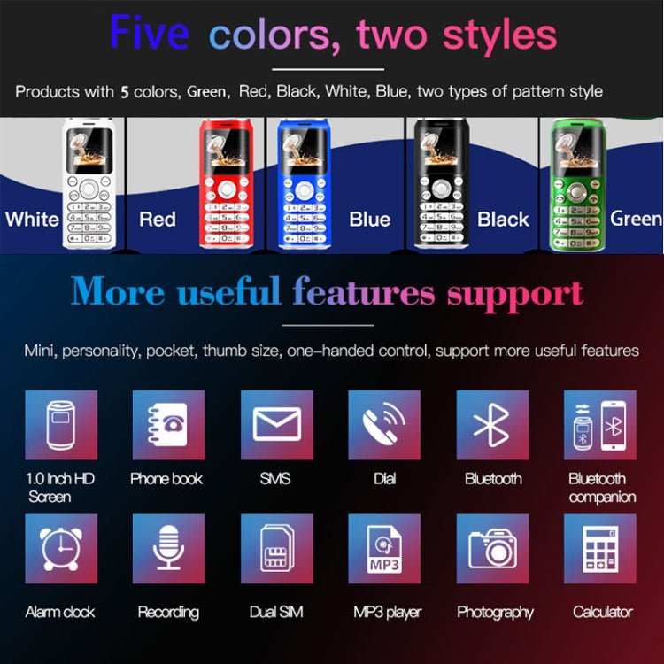 Satrend K8 Mini Mobile Phone, 1.0 inch, Hands Free Bluetooth Dialer Headphone, MP3 Music, Dual SIM, Network: 2G(White) - British D'sire