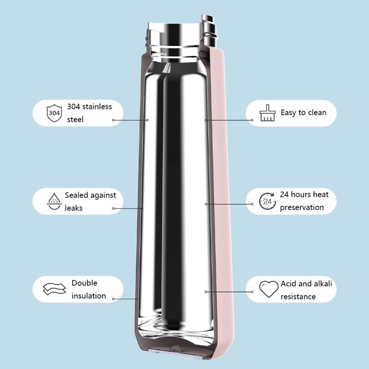 Saylee 304 Stainless Steel Portable Thermos Cup, Capacity: 420ml(Deep Pink) - thermos - British D'sire