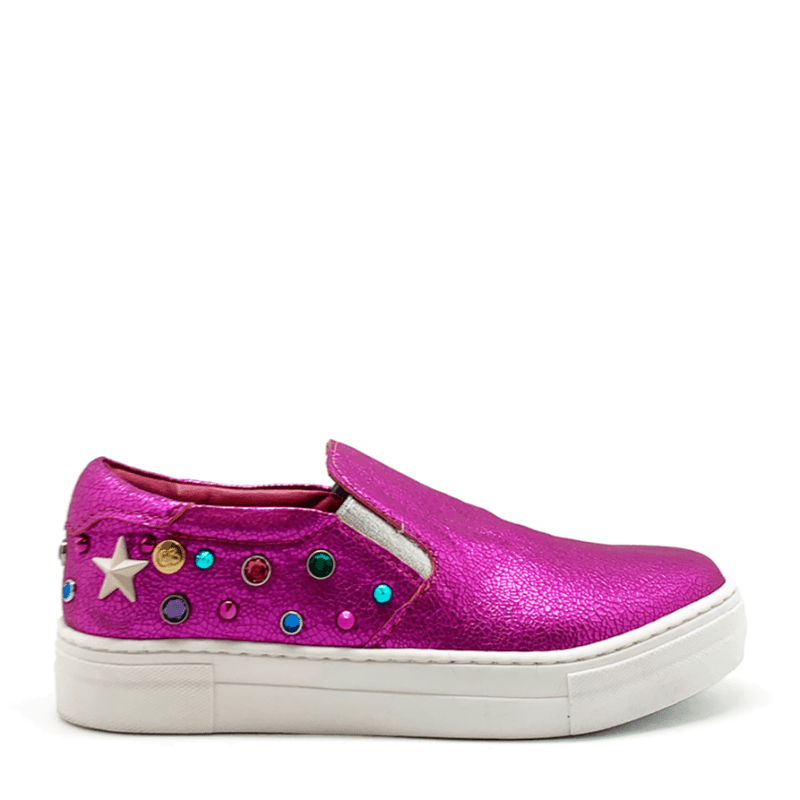 Scala Jewel - Fuchsia crack slip on sneaker - Sneaker - British D'sire