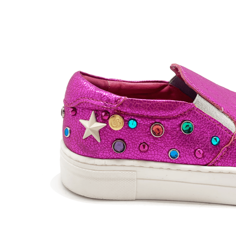 Scala Jewel - Fuchsia crack slip on sneaker - Sneaker - British D'sire