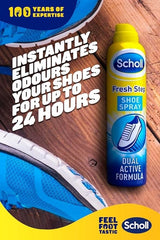 Scholl Fresh Step Anti Odour Shoe Deodorant Spray, 150ml - Eliminates Odor For Up To 24 Hours. Fresh Scent, Quick Drying, Suitable For All Shoe Types, Running Trainers, Sports, & More - Shoe Deodorant - British D'sire