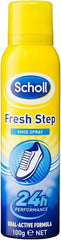 Scholl Fresh Step Anti Odour Shoe Deodorant Spray, 150ml - Eliminates Odor For Up To 24 Hours. Fresh Scent, Quick Drying, Suitable For All Shoe Types, Running Trainers, Sports, & More - Shoe Deodorant - British D'sire