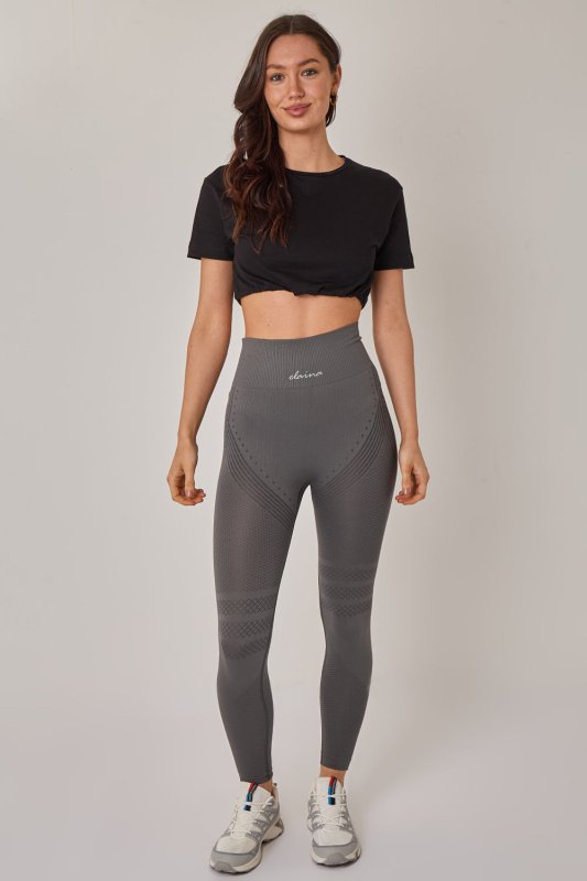 SculptFit Seamless Gym Leggings – High Waist Workout Leggings (Grey) - Leggings - British D'sire Main image