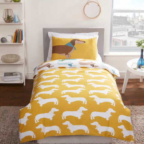 Sausage Dog Kids Bedding Duvet Quilt Cover Set