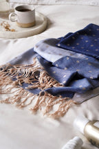 Sea Breeze Navy Blue Mix Polka Dot Ombre Tassel Pashmina - Scarves & Snoods - British D'sire