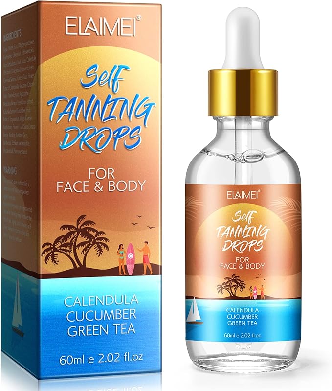 Self Tanning Drops - Face Self Tanner Drops Medium Color - Bronzer Drops - Self Tanner for Face - Self Tanner Face Tanner - Face Tanning Drops to Add to Moisturizer - Face Tan Drops - Bronzing Drops - British D'sire Main image