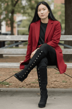 Semaine - Long boot Black Blue Stitch - Long Boot - British D'sire
