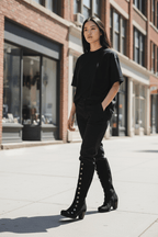 Semaine - Long boot Black Blue Stitch - Long Boot - British D'sire