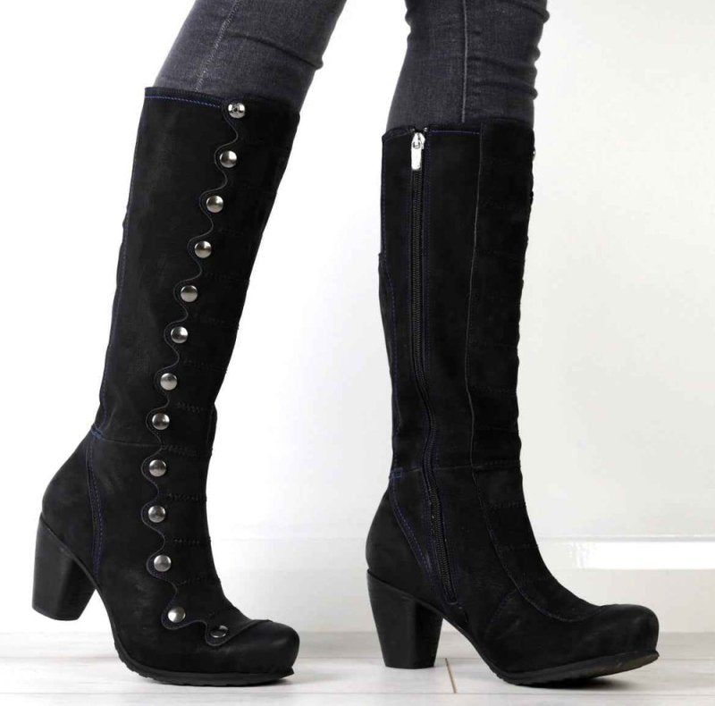 Semaine -Long boot Black Blue Stitch - Long Boot - British D'sire