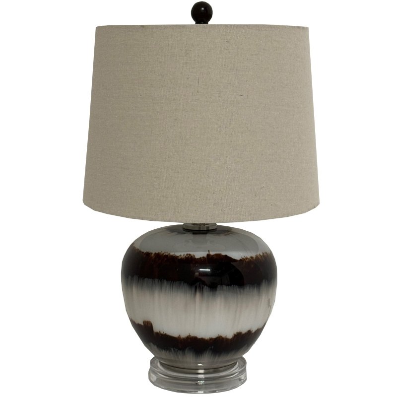 Sepia Shadows Squat Table Lamp With Linen Shade - Lamps - British D'sire