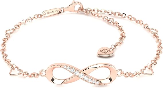SERASAR | Infinity Sign Anklet for Ladies | 925 Sterling Silver with 18ct Genuine Gold Plating | Adjustable Length | Jewellery Box Included - Body Jewellery - British D'sire Main image