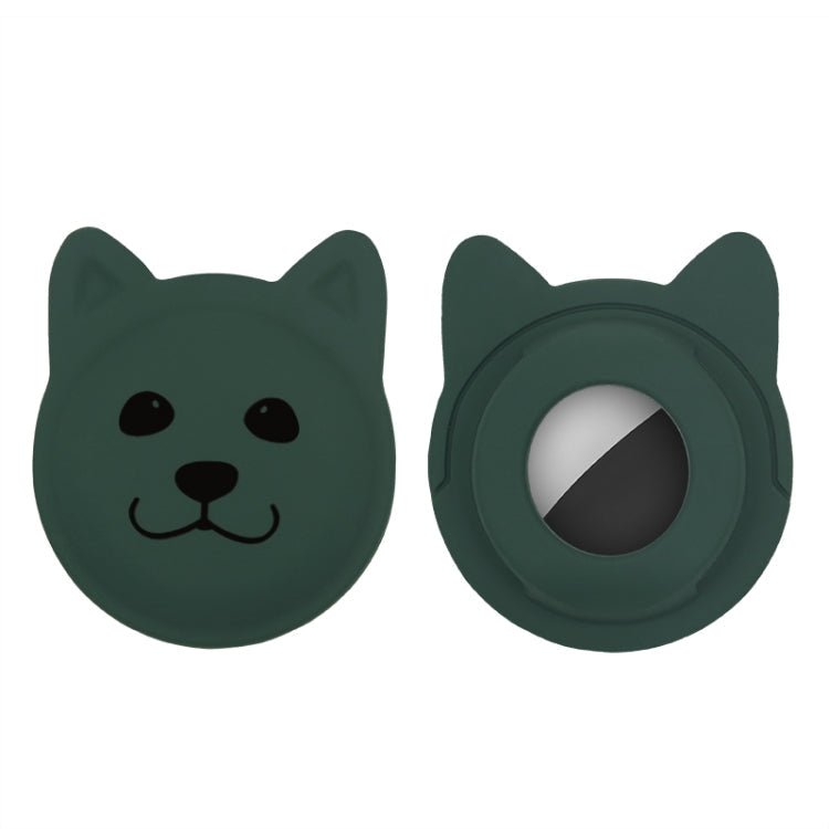 Serious Face Cute Cartoon Pet Collar Anti - lost Tracker Silicone Case For AirTag(Dark Green) - British D'sire