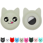 Serious Face Cute Cartoon Pet Collar Anti - lost Tracker Silicone Case For AirTag(Fluorescent Green) - British D'sire