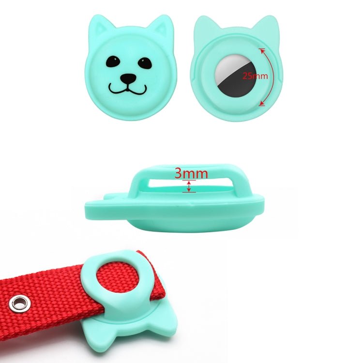 Serious Face Cute Cartoon Pet Collar Anti - lost Tracker Silicone Case For AirTag(Mint Green) - British D'sire
