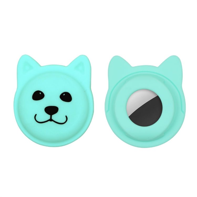 Serious Face Cute Cartoon Pet Collar Anti - lost Tracker Silicone Case For AirTag(Mint Green) - British D'sire