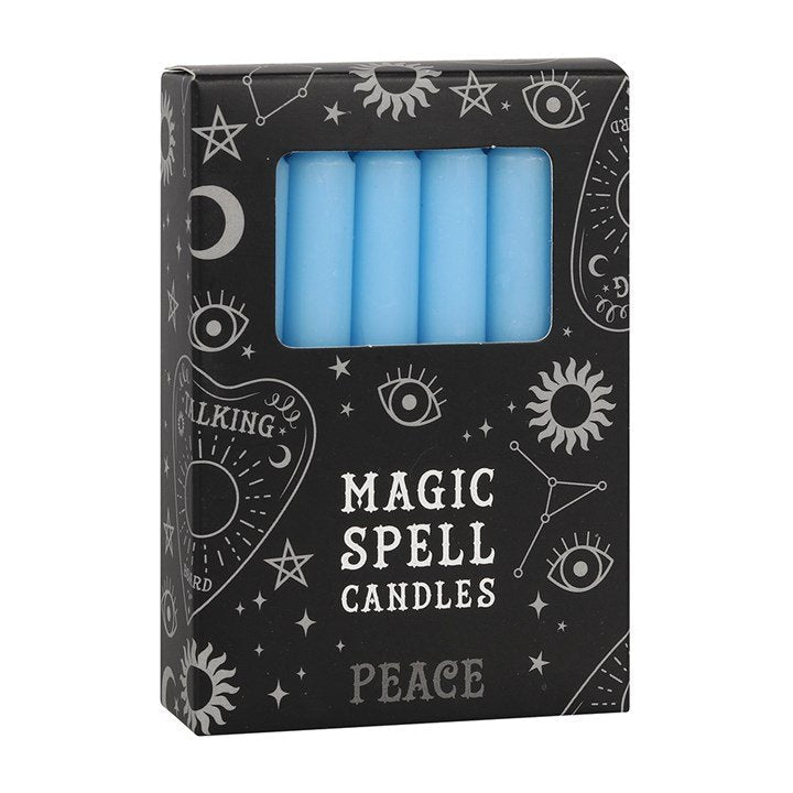 Set of 12 Light Blue 'Peace' Spell Candles - British D'sire