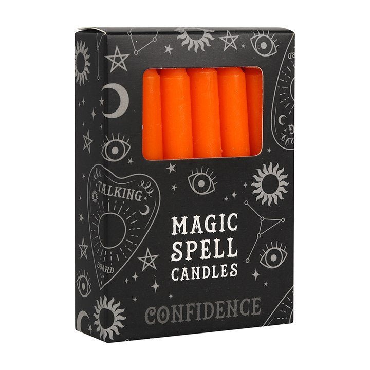 Set of 12 Orange 'Confidence' Spell Candles - British D'sire