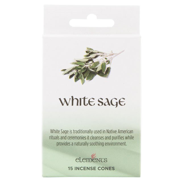 Set of 12 Packets of Elements White Sage Incense Cones - British D'sire