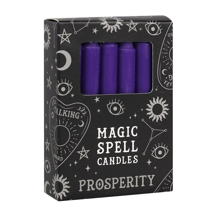 Set of 12 Purple 'Prosperity' Spell Candles - British D'sire