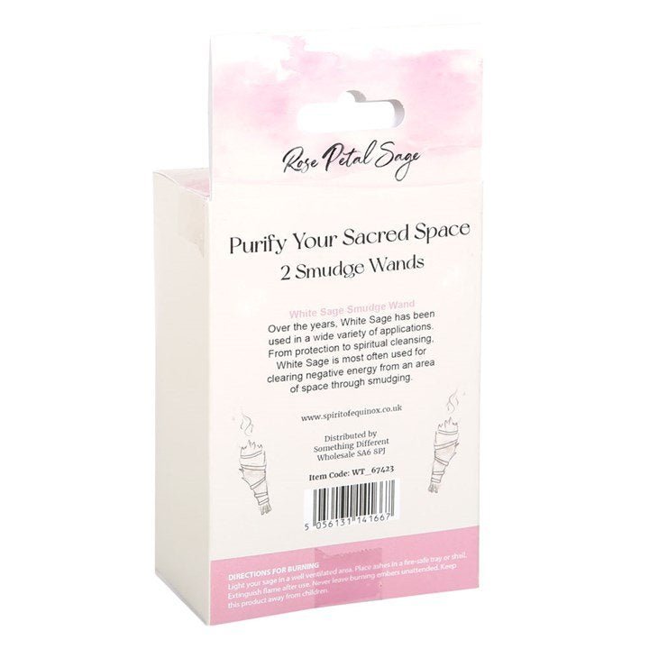 Set of 2 Rose Petal Sage Smudge Wands - British D'sire