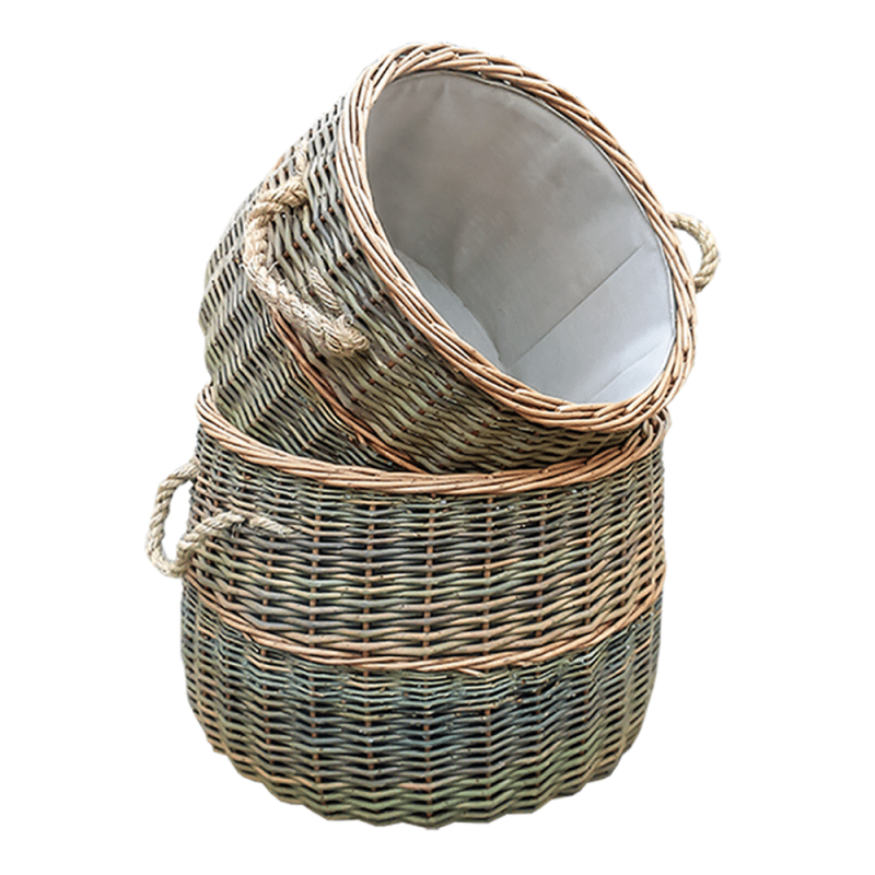 Set of 2 Wicker Country Log Set - Log Baskets - British D'sire