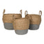 Set of 3 Straw Baskets With Grey Dipped Bottom - Home Decor - British D'sire