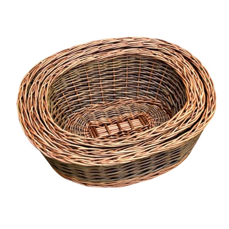 Set of 3 Two Tone Green Oval Willow Trays - Serving Tray - British D'sire Main image