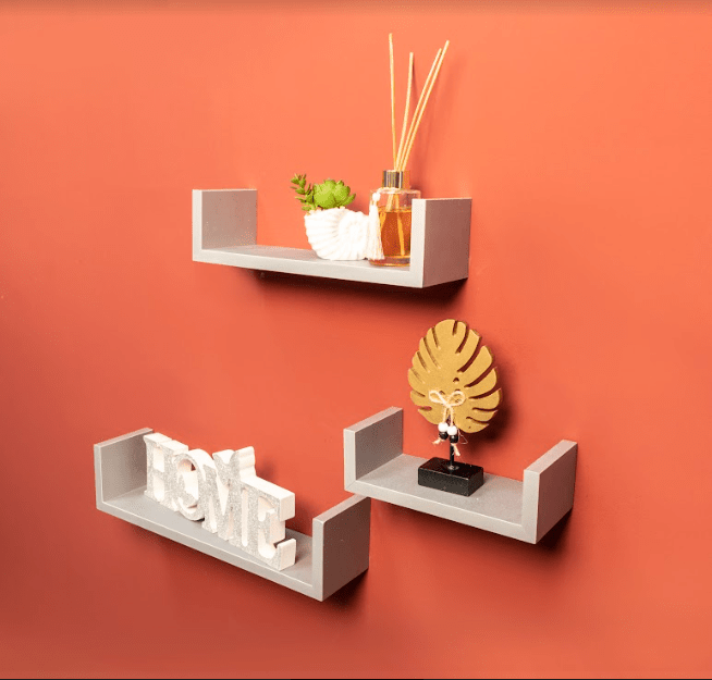 Set of 3 - U GREY Floating Wall Shelf - CHELF - Shelves - British D'sire