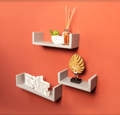 Set of 3 - U GREY Floating Wall Shelf - CHELF - Shelves - British D'sire