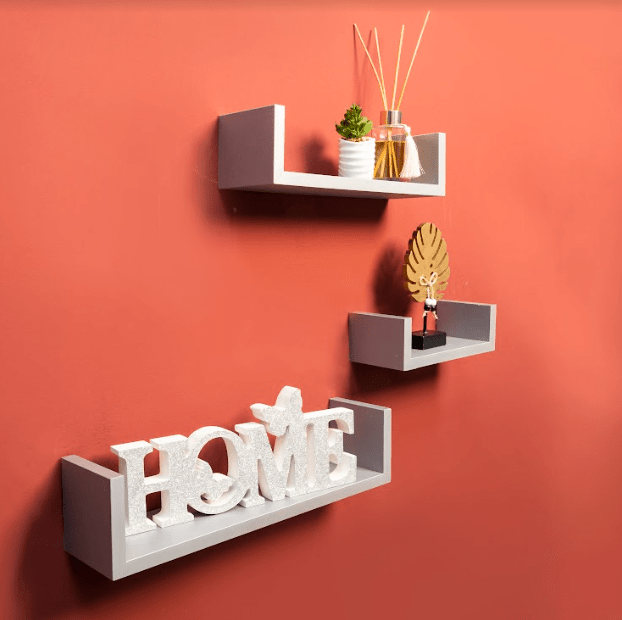Set of 3 - U GREY Floating Wall Shelf - CHELF - Shelves - British D'sire