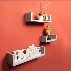 Set of 3 - U GREY Floating Wall Shelf - CHELF - Shelves - British D'sire