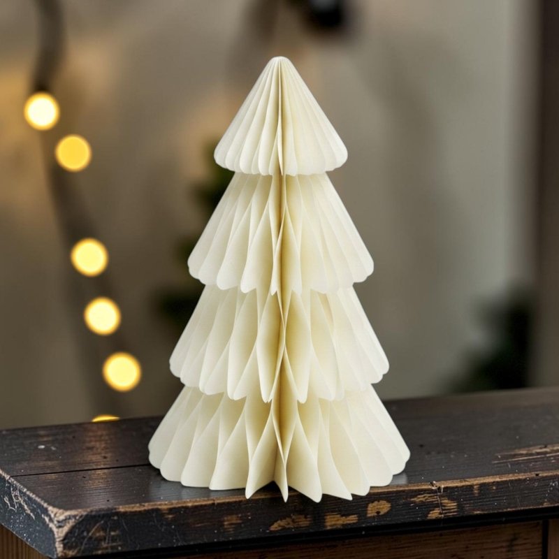 Set of 3 Winter White Paper Christmas Trees 25cm - Christmas Decor - British D'sire