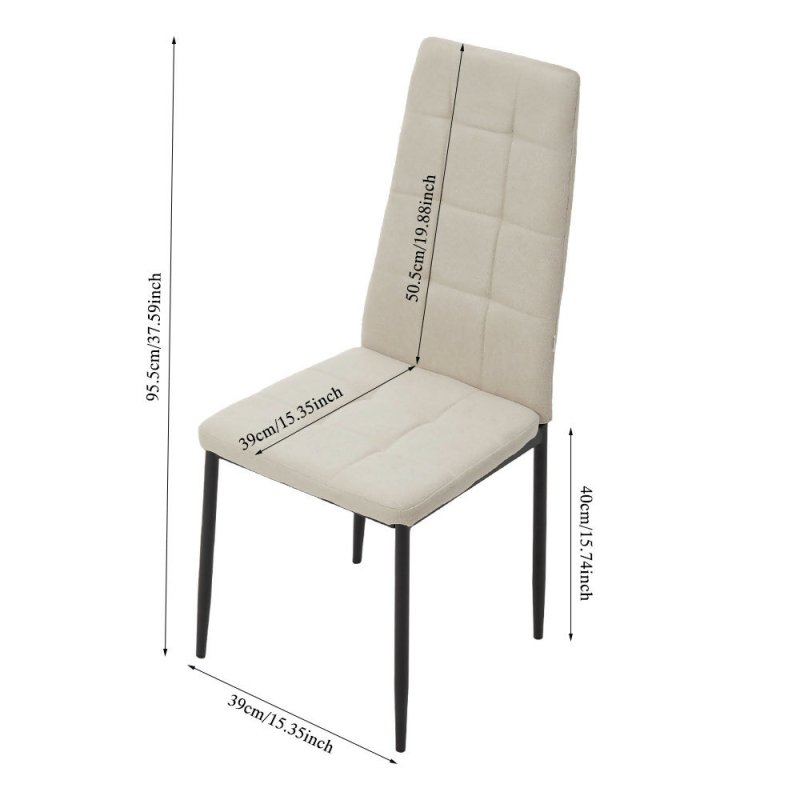 Set of 4 Beige Linen Fabric Modern Dining Chairs - Dining Chair - British D'sire