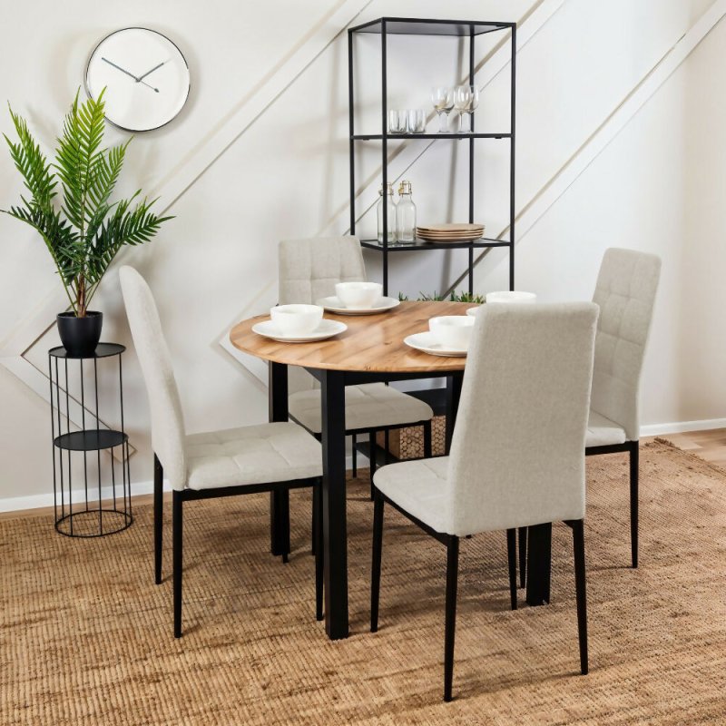 Set of 4 Beige Linen Fabric Modern Dining Chairs - Dining Chair - British D'sire Main image