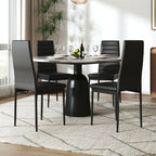 Set of 4 Black Modern Faux Leather Armless High Back Dining Chairs - Dining Chair - British D'sire