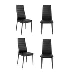 Set of 4 Black Modern Faux Leather Armless High Back Dining Chairs - Dining Chair - British D'sire