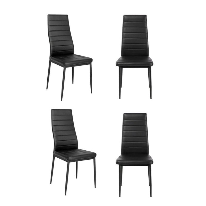 Set of 4 Black Modern Faux Leather Armless High Back Dining Chairs - Dining Chair - British D'sire